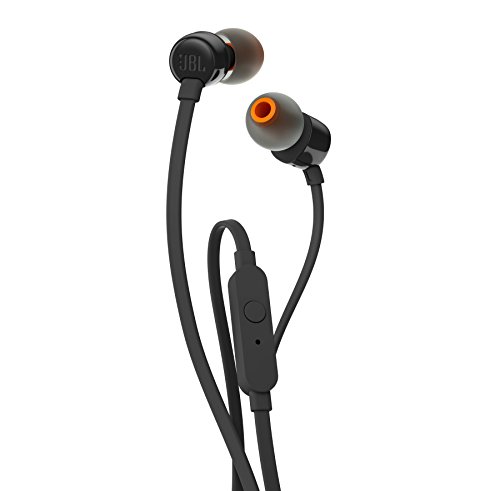 JBL T110 Auriculares In Ear con Pure Bass - Con manejo de un solo botón y micrófono, color negro